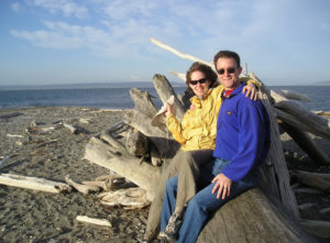 On driftwood at Coupeville's Long Point beach