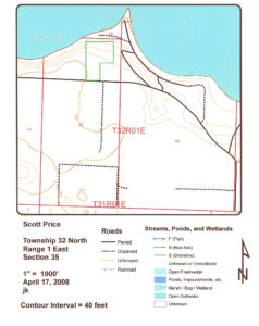 DNR contours map with approximate parcel overlay