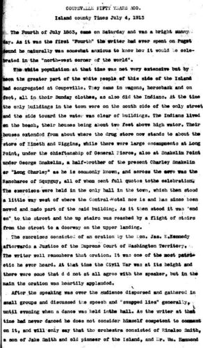 Island County Times Fourth of July 1863 article page 1