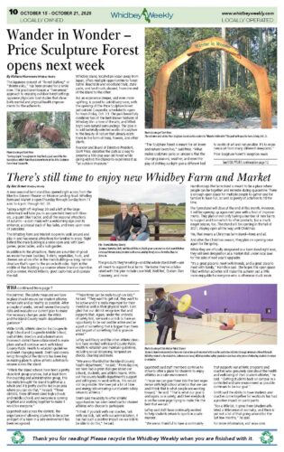 Whidbey Weekly article about Price Sculpture Forest page 1