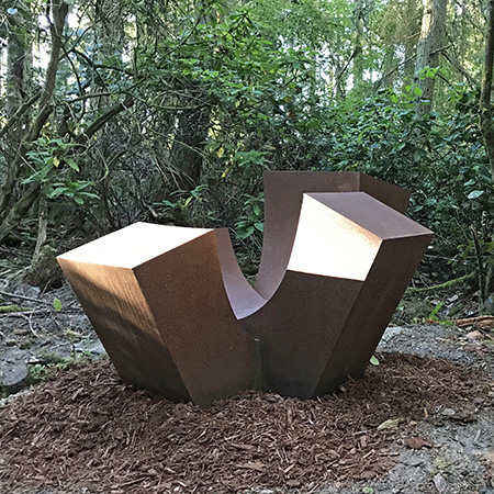 Sculptor Jan Hoy 4-Up at Price Sculpture Forest sculpture park garden Coupeville Whidbey Island