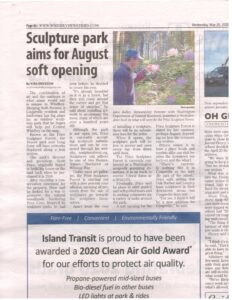 2020-05-20 Whidbey News Times article about Price Sculpture Forest under construction