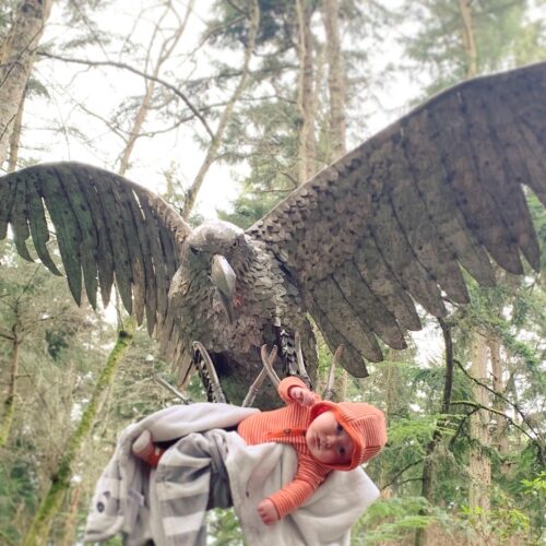 Greg Neal Attacking Eagle at Price Sculpture Forest - photo by Brianna Smith with son Elijah from Oak Harbor WA