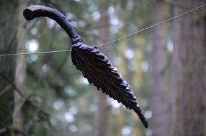 Pat McVay Icarus Was Here feather at Price Sculpture Forest - photo by Taya Gray of Anacortes WA Instagram roots.reiki