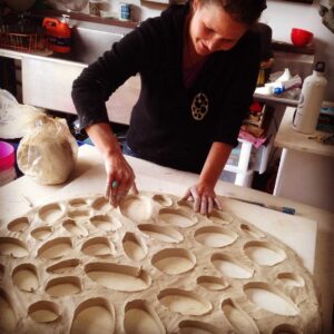 Ceramic sculptor Jenni Ward will be exhibiting her new site installation Lichen Series Spores Pattern at Price Sculpture Forest