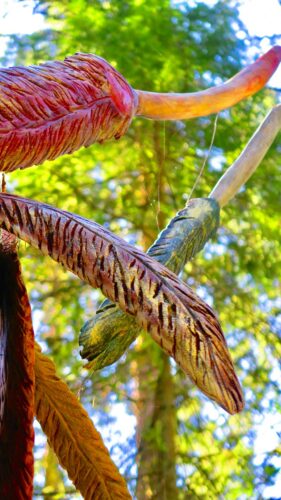 Pat McVay Icarus Was Here feathers at Price Sculpture Forest photo by Jeffrey Neuberger of Oak Harbor WA