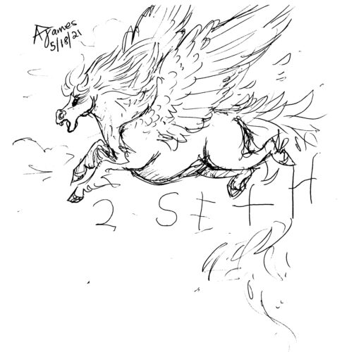 Pegasus by A James in the Price Sculpture Forest Participation Book