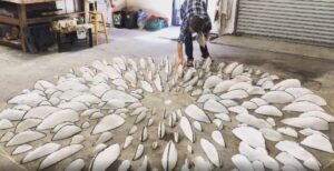 Jenni Ward assembling early parts of Spore Patterns for Price Sculpture Forest