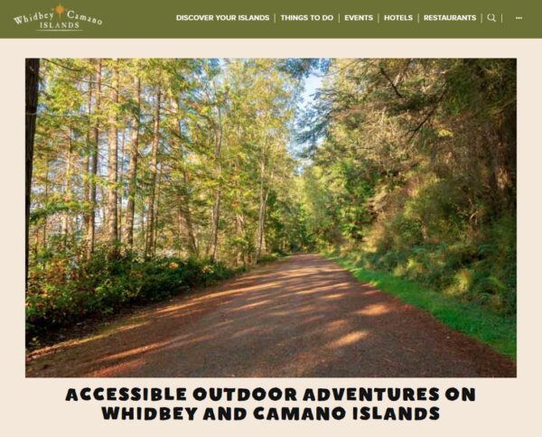 Whidbey Camano Tourism Accessible Outdoor Adventures on Whidbey and Camano Islands intro including Price Sculpture Forest