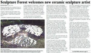 Whidbey Weekly article Sculpture Forest Welcomes New Ceramic Sculpture Artist by Kathy Reed intro about Jenni Ward at Price Sculpture Forest
