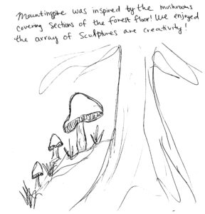 Drawing by visitor of mushrooms at Price Sculpture Forest