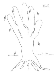 Hand tree drawing by visitor at Price Sculpture Forest park garden in Coupeville on Whidbey Island
