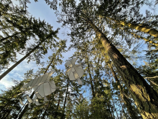 Vertebrae by Sarah Fetterman among the trees at Price Sculpture Forest