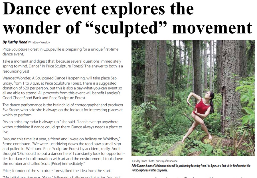 Whidbey Weekly Dance Event Explores The Wonder of Sculpted Movement article intro with Price Sculpture Forest