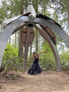 Leah Terada dancing at Pentillium by Gary Gunderson at Price Sculpture Forest