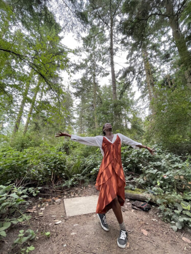 Zsilas Michael Hughes dancing at You Too Can Be A Sculpture at Price Sculpture Forest