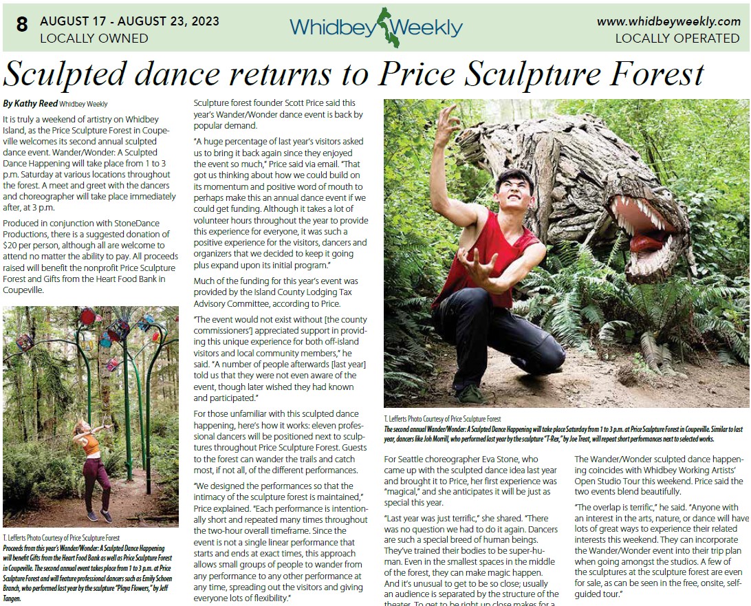 Whidbey Weekly Sculpted Dance Returns To Price Sculpture Forest by Kathy Reed article intro