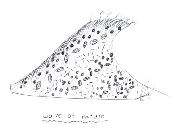 Wave of Nature drawing by visitor in Price Sculpture Forest