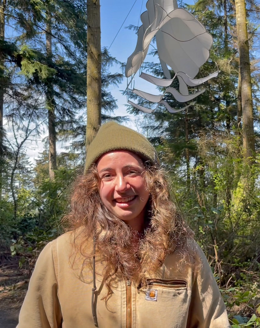 Sarah Fetterman with Vertebrae at Price Sculpture Forest