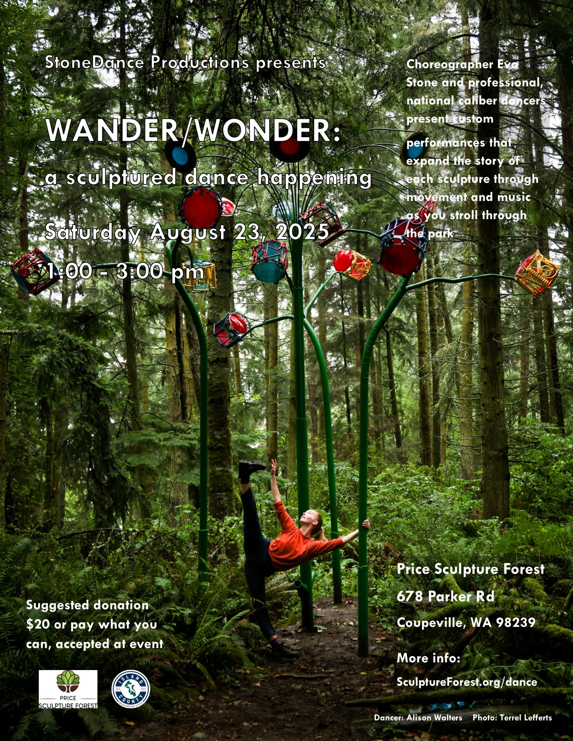 WANDER WONDER a sculptured dance happening professional dancers event at Price Sculpture Forest