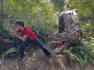 Bina Anvari at T-Rex by Joe Treat in Price Sculpture Forest