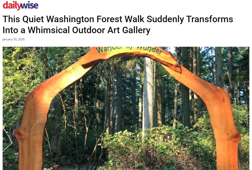 DailyWise article intro This Quiet Washington Forest Walk Suddenly Transforms Into a Whimsical Outdoor Art Gallery about Price Sculpture Forest