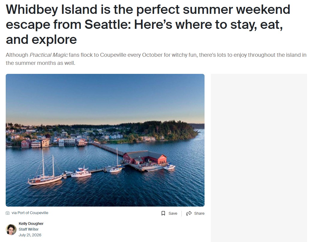 Secret Seattle article Whidbey Island Perfect Summer Weekend Escape from Seattle intro includes Price Sculpture Forest