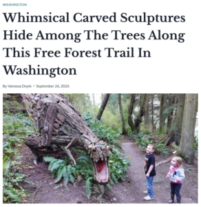 Ever After In The Woods article Whimsical Carved Sculptures Hide Among The Trees Along This Free Forest Trail In Washington features Price Sculpture Forest